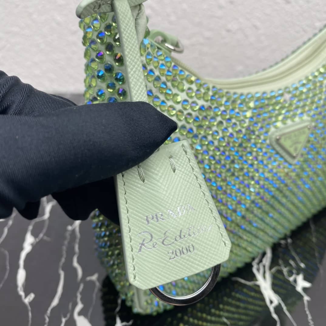 Prada Satin Re-Edition 2000 Crystal Mini Hobo