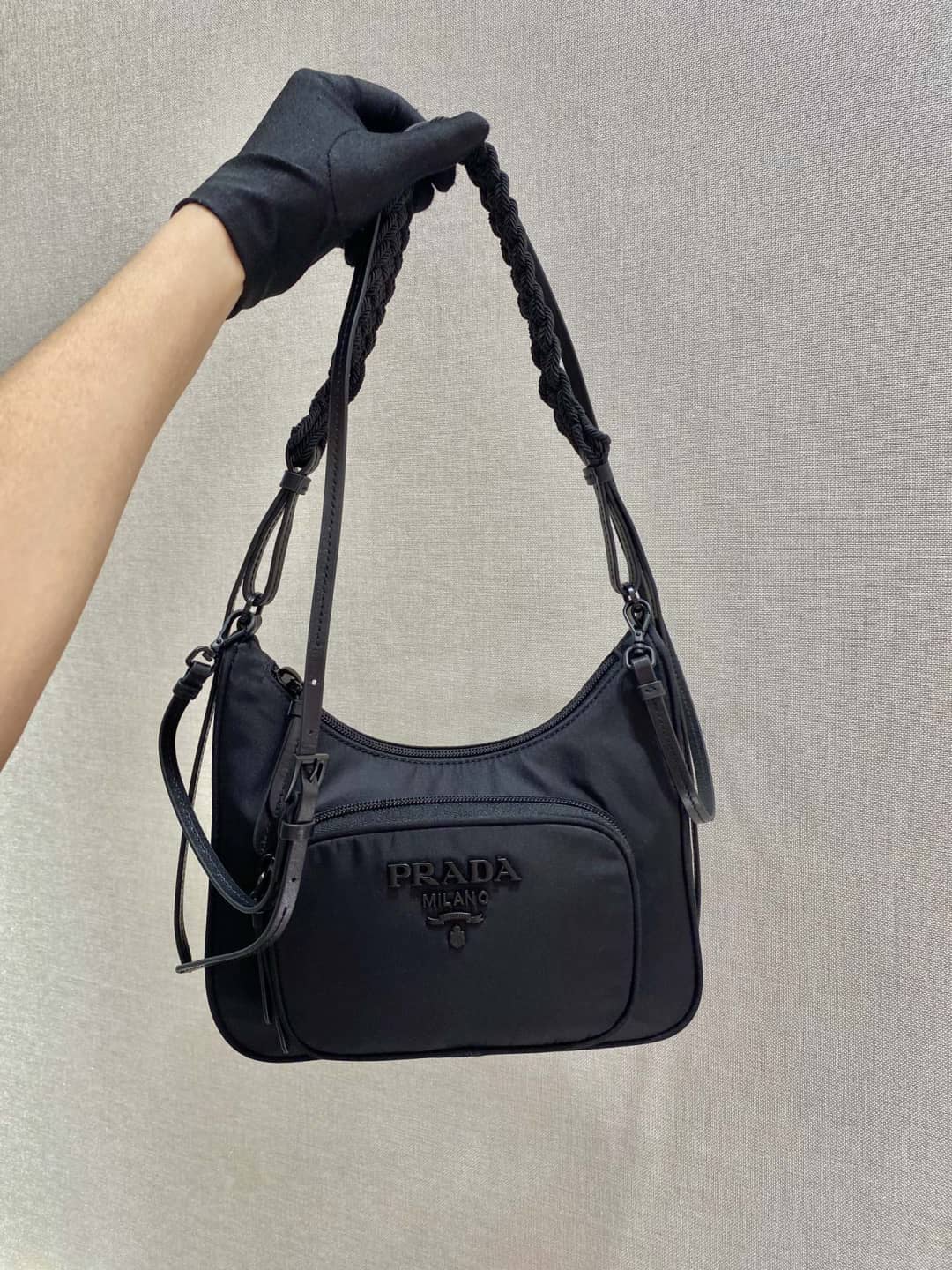 Prada Replica Nylon Hobo Bag With Braided Strap