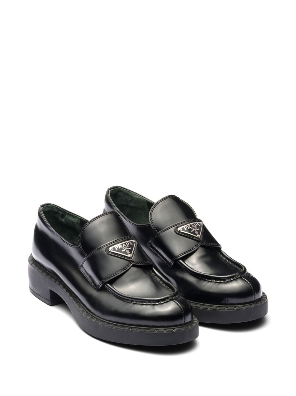 Prada loafers Dupe triangle logo plaque