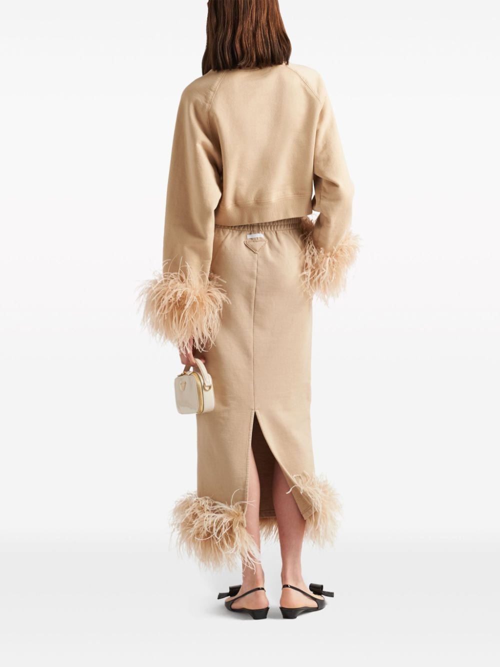 Prada feather-trim cotton sweatshirt