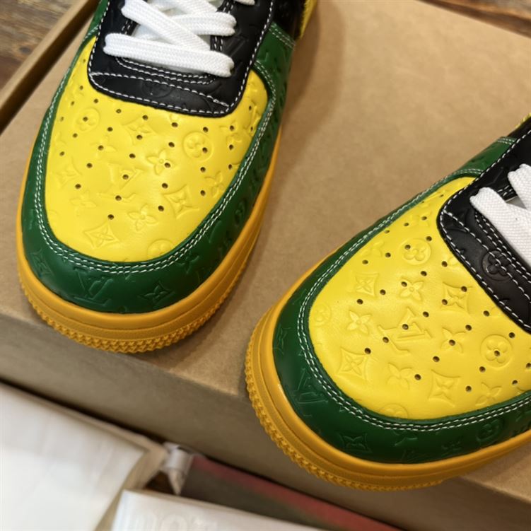 LOUIS VUITTON X NIKE AIR FORCE 1 LOW-TOP SNEAKERS IN YELLOW AND GREEN   LVS119