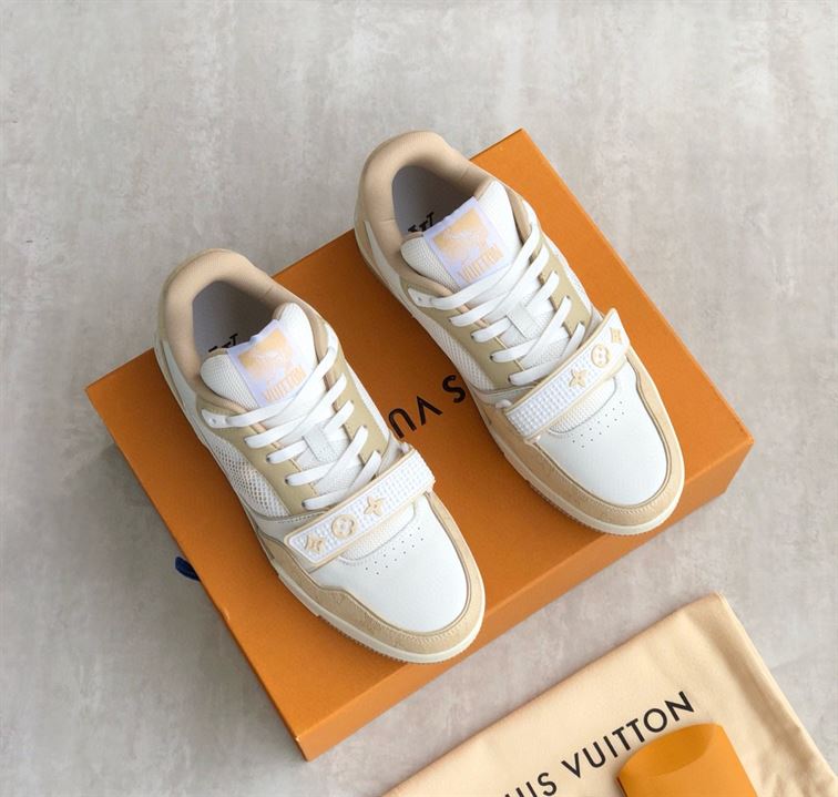 LOUIS VUITTON TRAINER BEIGE WHITE   LVS014