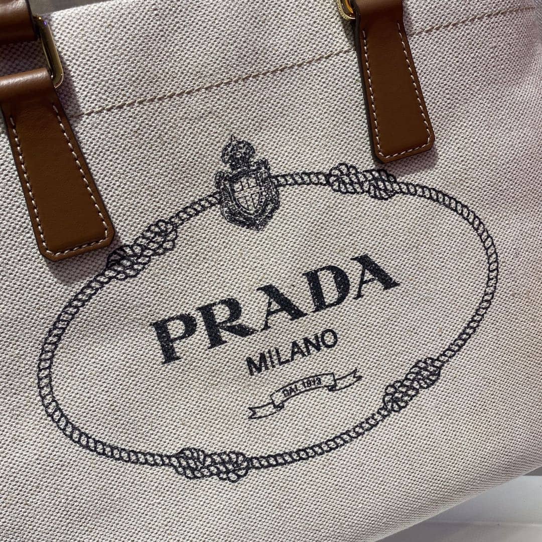 Prada Raffia Tote Dupe Small Linen Blend Calf Leather Replica Tote