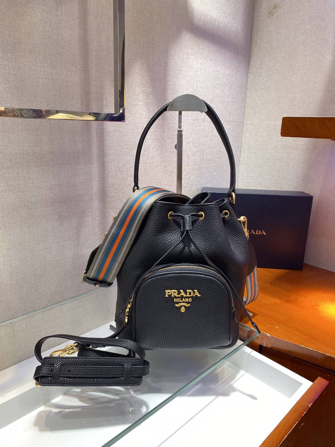 Prada Leather Replica Bucket Bag