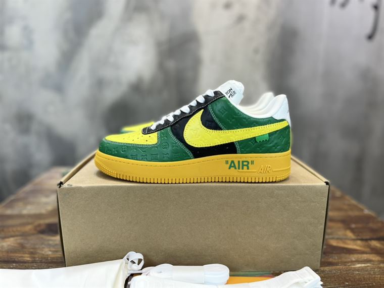 LOUIS VUITTON X NIKE AIR FORCE 1 LOW-TOP SNEAKERS IN YELLOW AND GREEN   LVS119