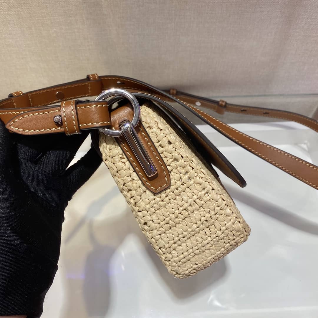 Prada Raffia And Leather Shoulder Bag