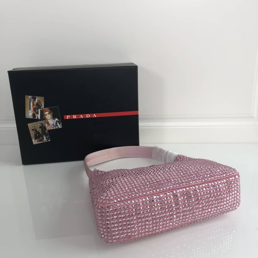 Prada Satin Re-Edition 2000 Crystal Mini Hobo