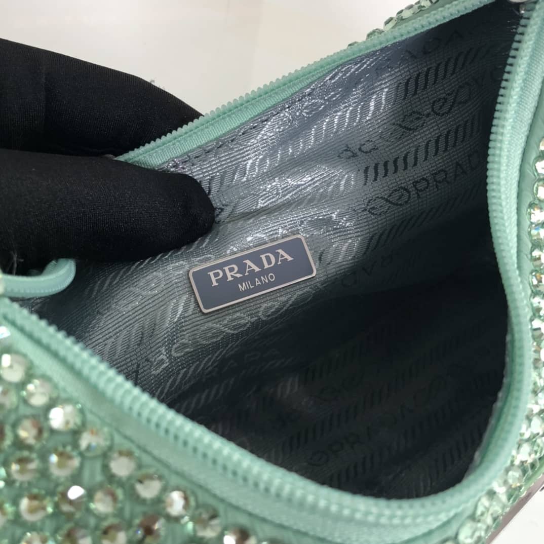 Prada Satin Re-Edition 2000 Crystal Mini Hobo