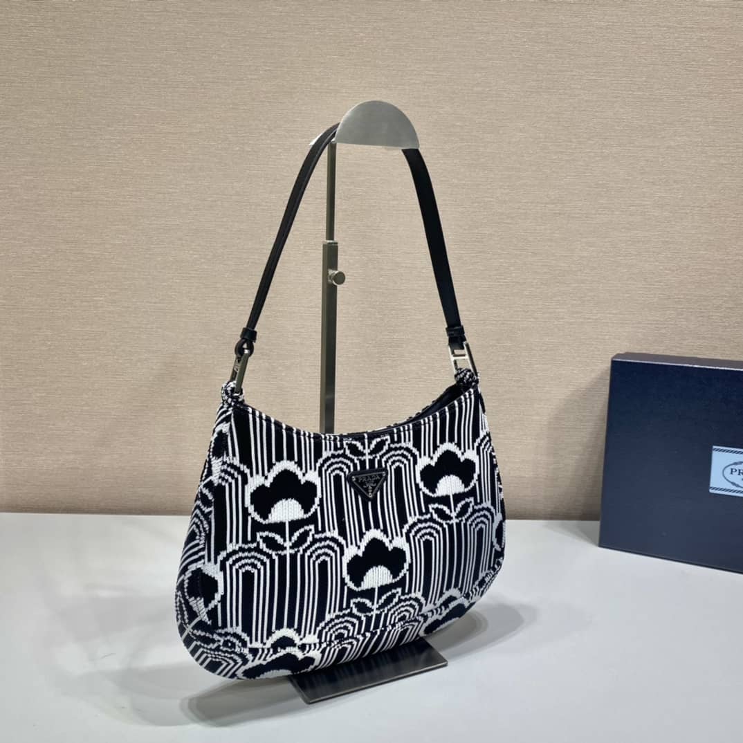 Prada Cleo Bag Dupe Jacquard Knit And Leather Replica Bag