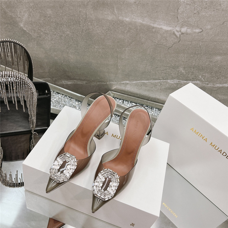 AMINA MUADDI rhinestone buckle heeled sandals