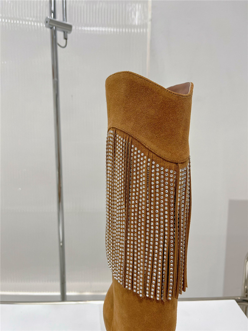 amina muaddi fringed long boots