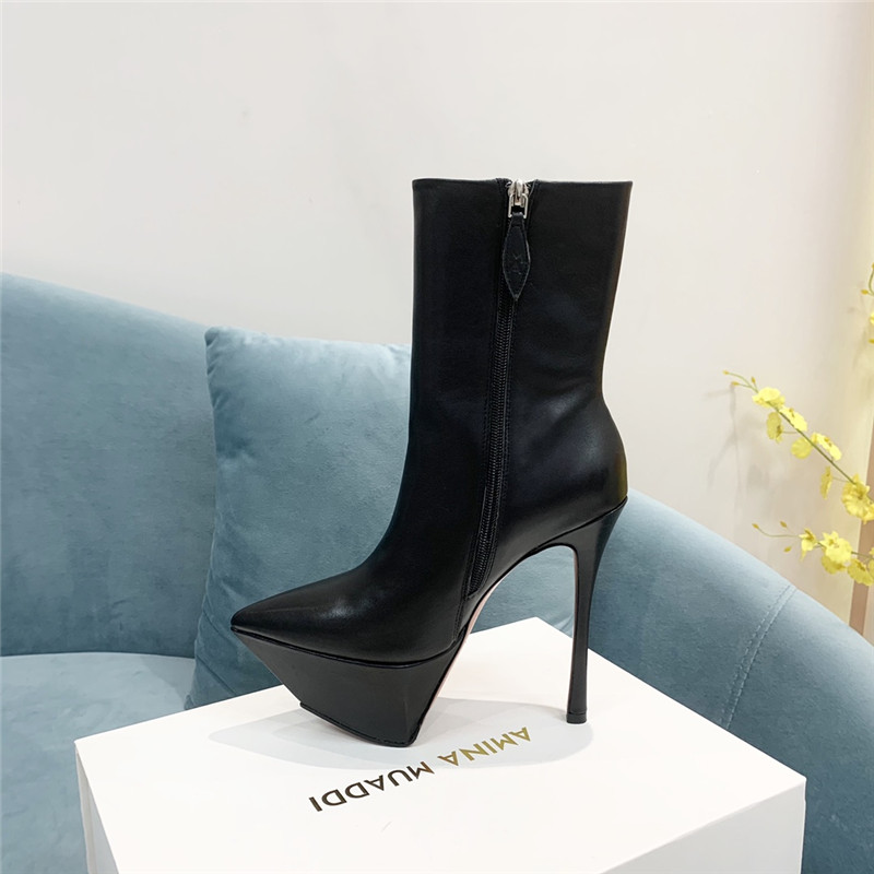 amina muaddi pointed toe heeled booties