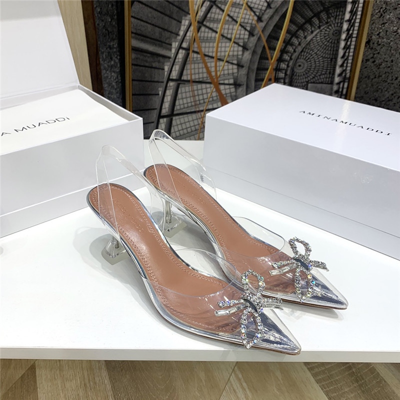 amina muaddi crystal heel pumps