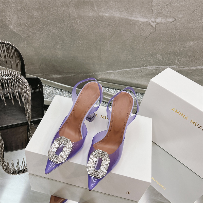 AMINA MUADDI rhinestone buckle heeled sandals