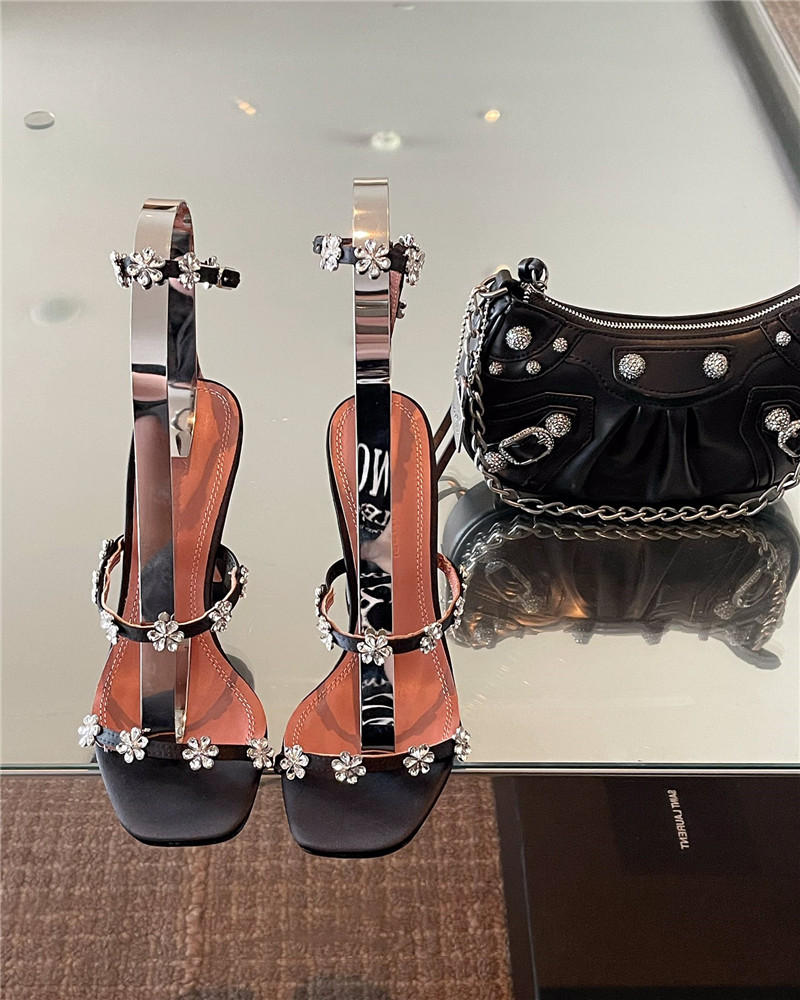 Amina Muaddi Crystal Heels Wine Glass Heel Sandals