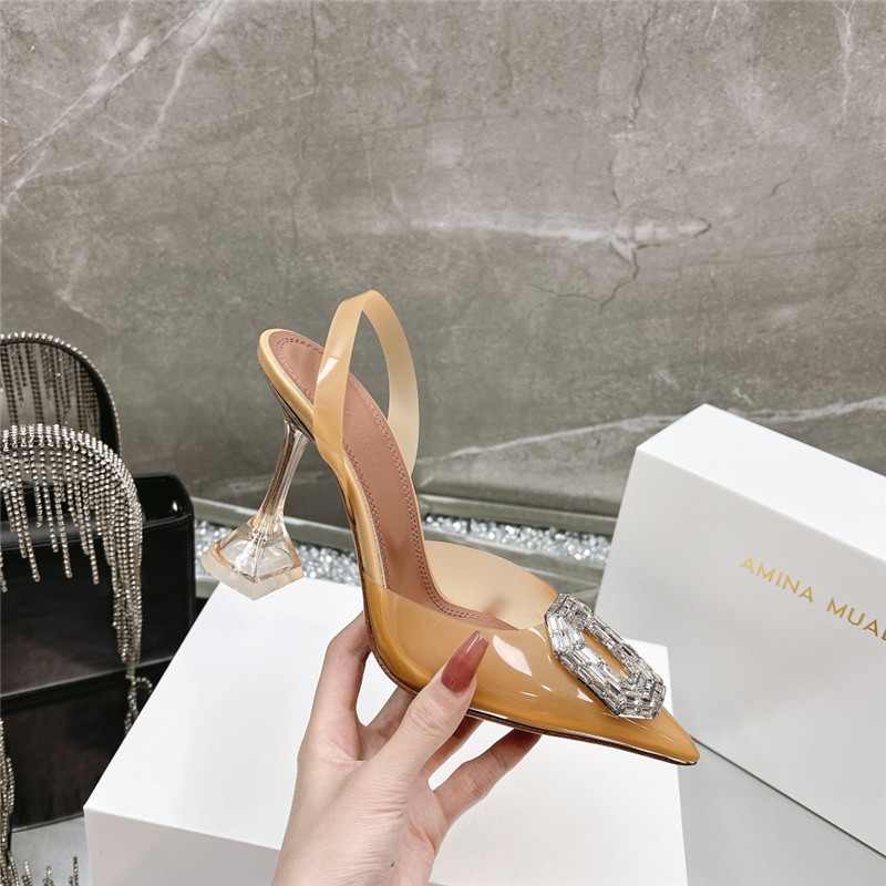AMINA MUADDI rhinestone buckle heeled sandals