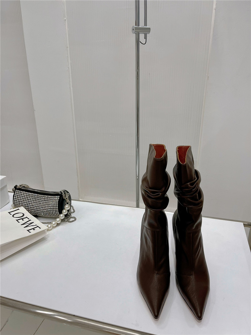 amina muaddi leather ankle boots