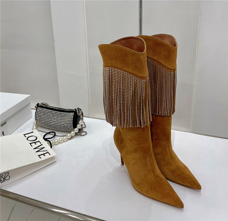 amina muaddi fringed long boots