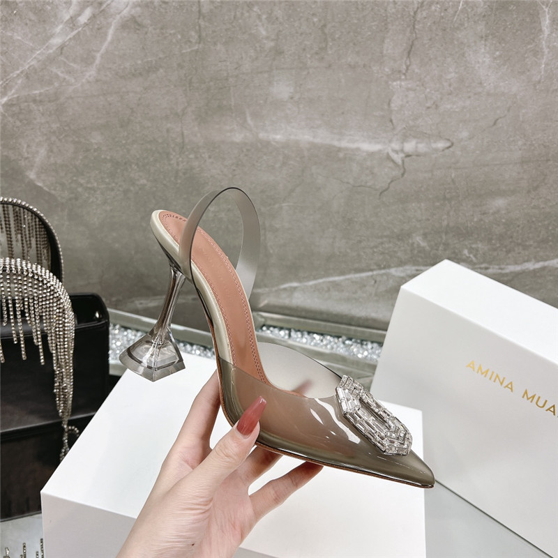 AMINA MUADDI rhinestone buckle heeled sandals