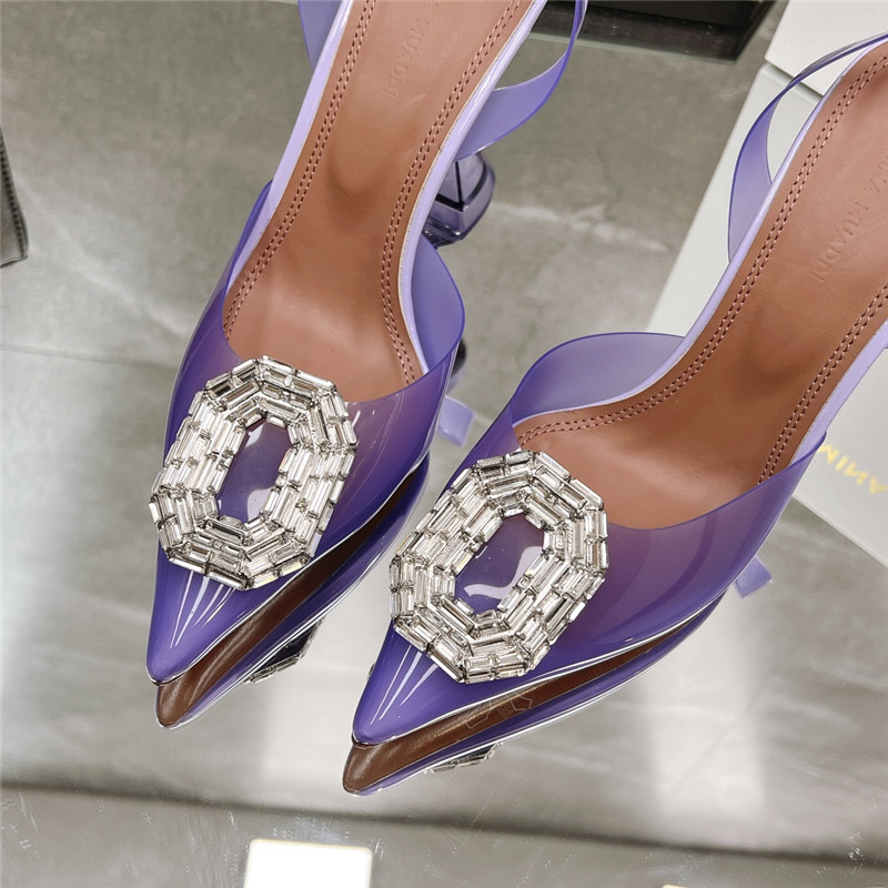 AMINA MUADDI rhinestone buckle heeled sandals