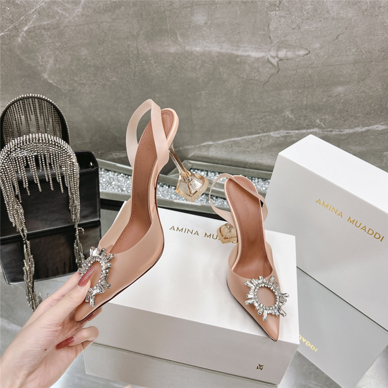 Amina Replica rhinestone buckle heeled slides