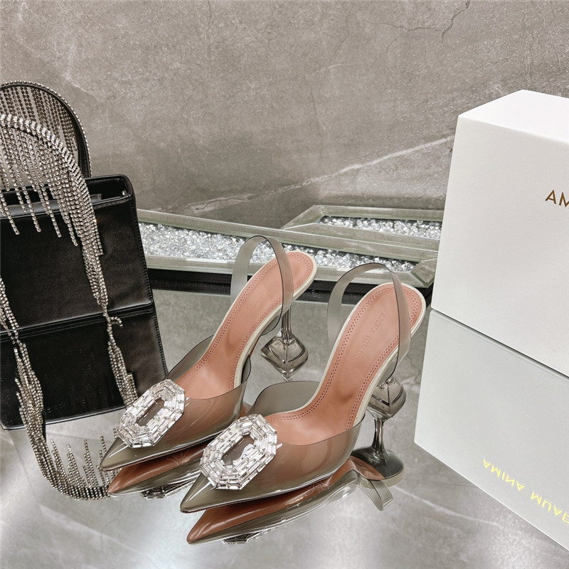 AMINA MUADDI rhinestone buckle heeled sandals