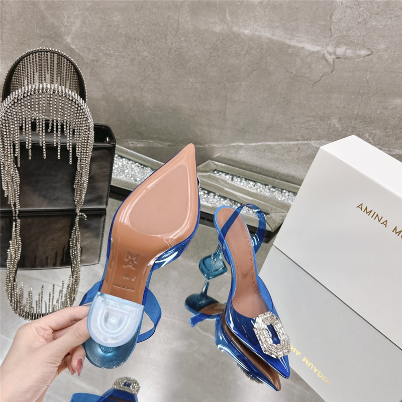 Amina Replica rhinestone buckle heeled sandals