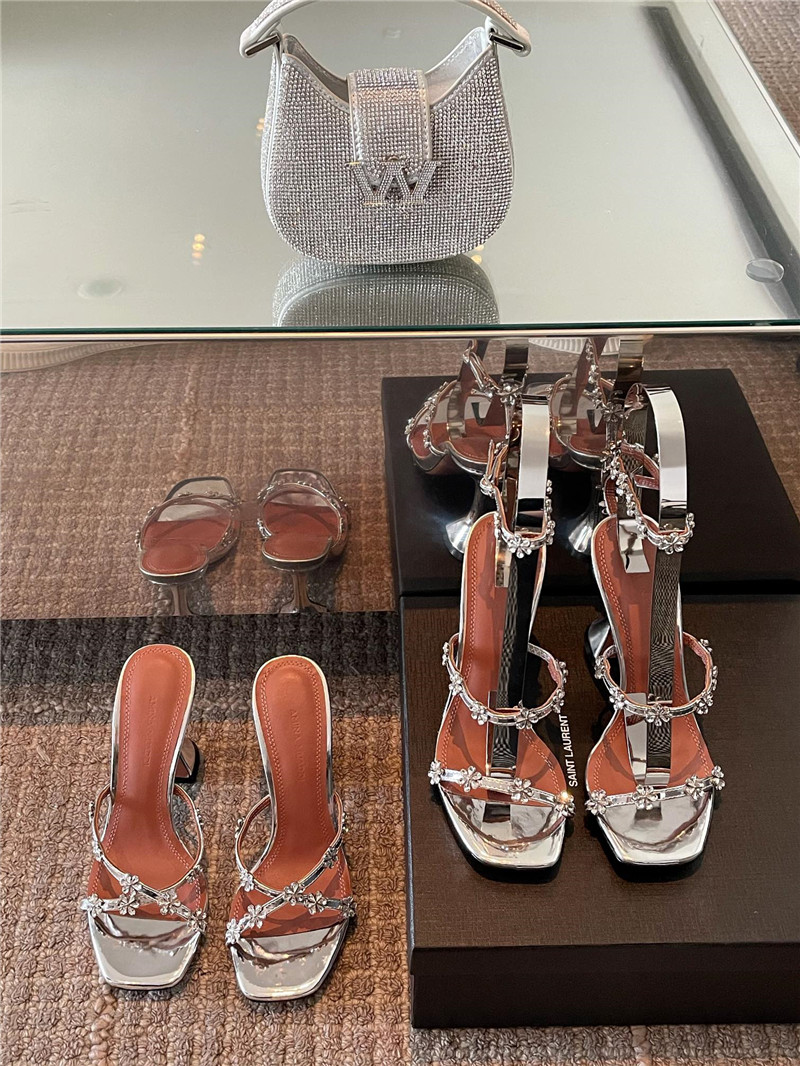 Amina Muaddi Crystal Heels Wine Glass Heel Sandals