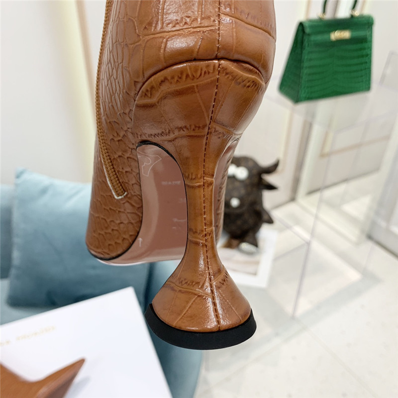 amina muaddi crocodile print boots