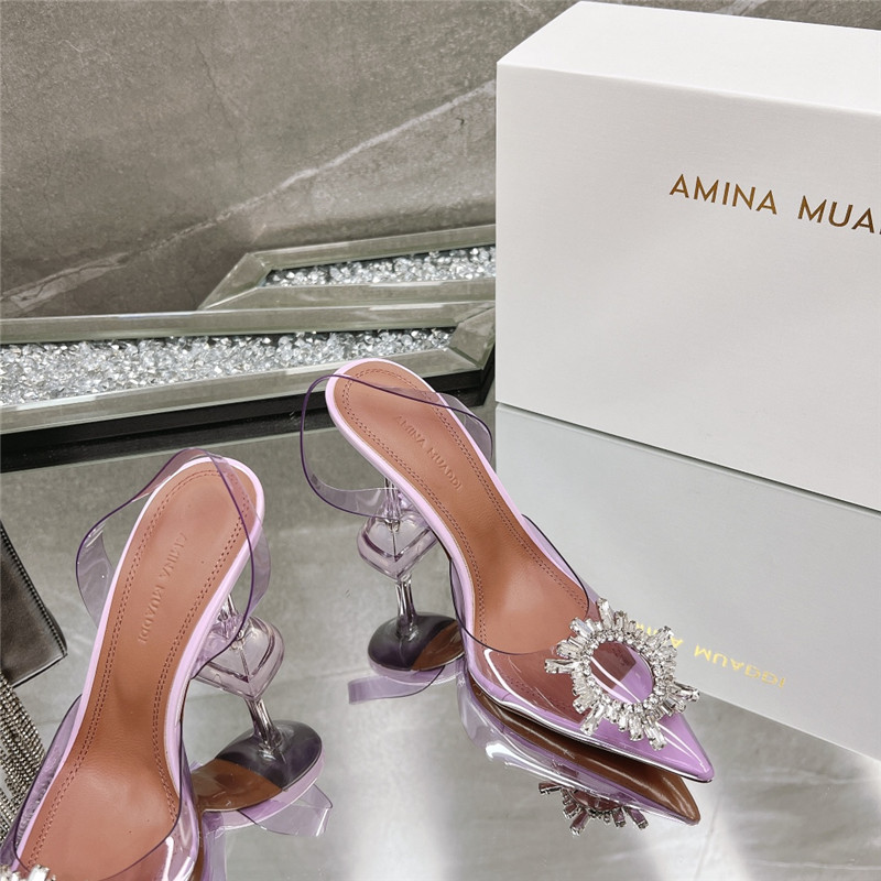 Amina Replica rhinestone buckle heeled slides