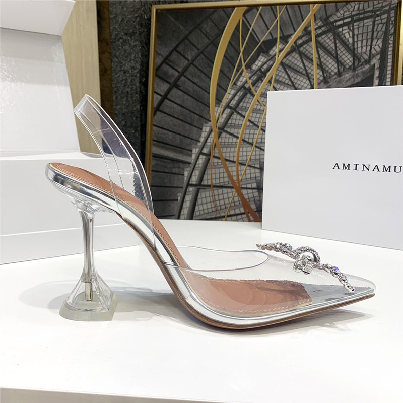 amina muaddi crystal heel pumps