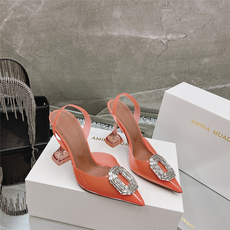 AMINA MUADDI rhinestone buckle heeled sandals