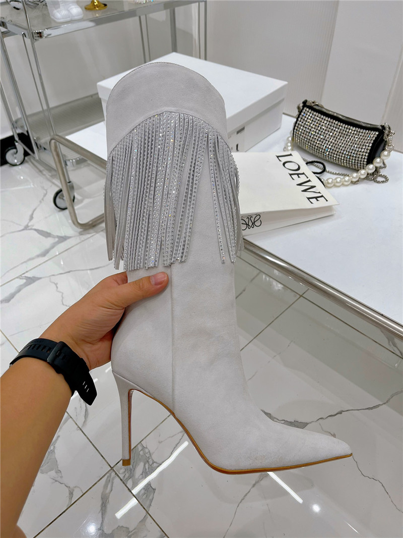 amina muaddi fringed long boots