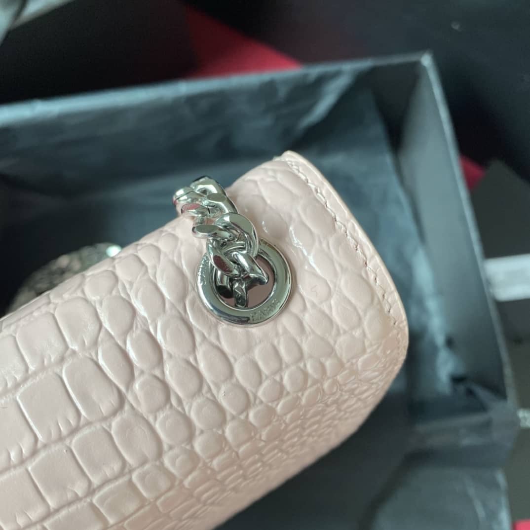 YSL Monogram Kate Tassel Embossed Crocodile Shiny Leather Cohotbag