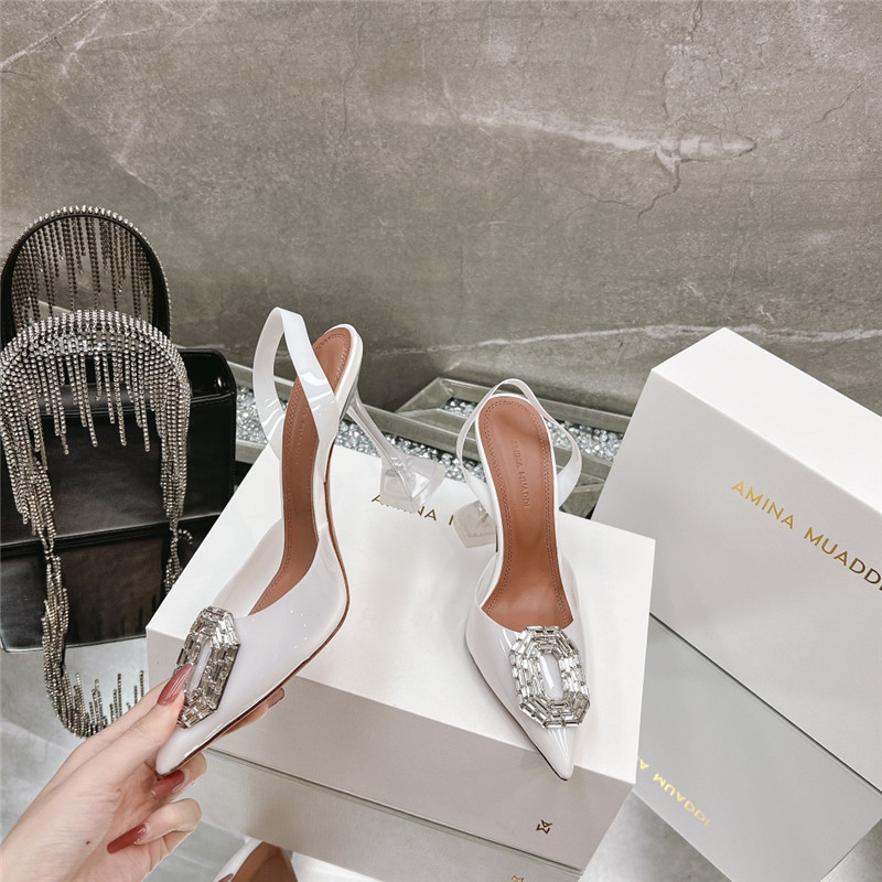 AMINA MUADDI rhinestone buckle heeled sandals