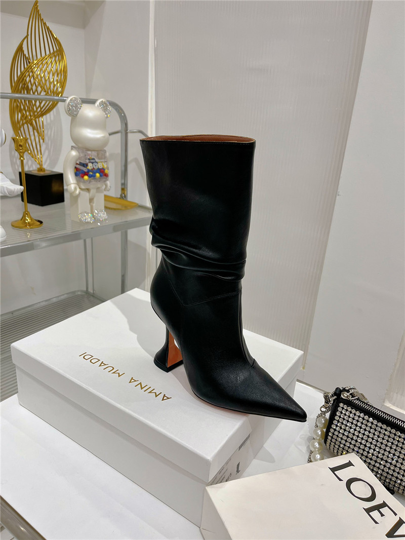 amina muaddi leather ankle boots