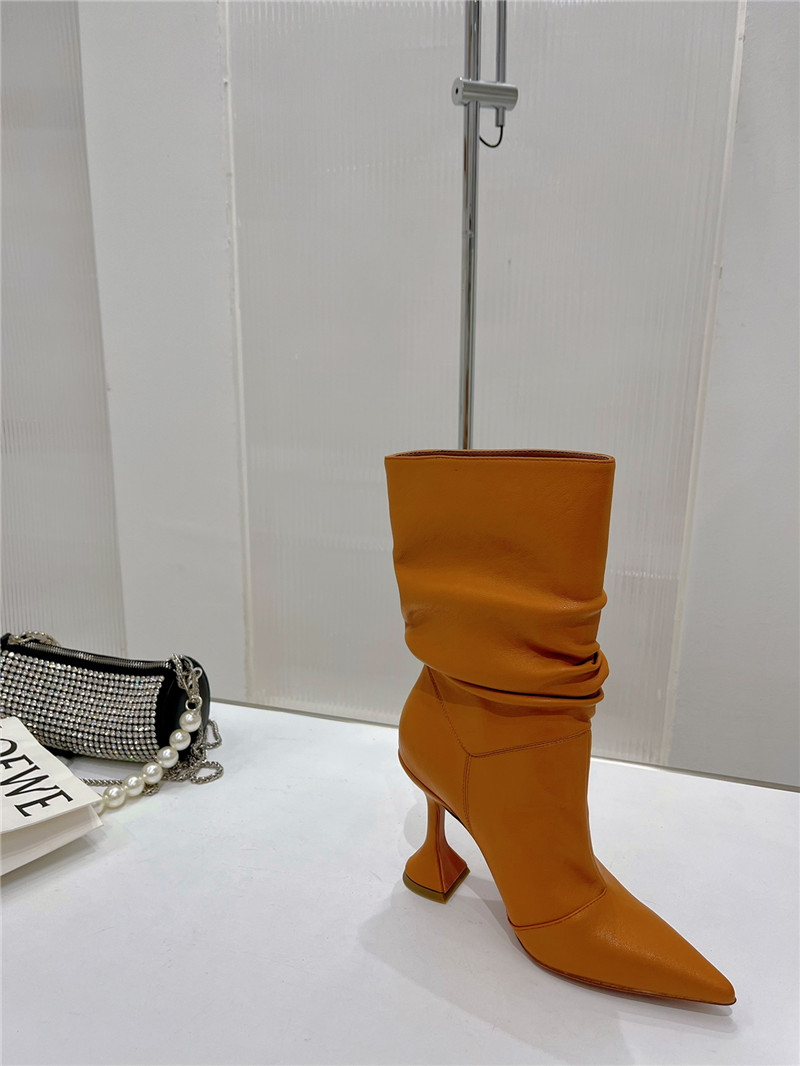 amina muaddi leather ankle boots