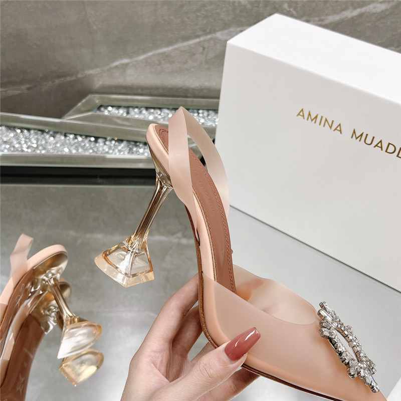 Amina Replica rhinestone buckle heeled slides