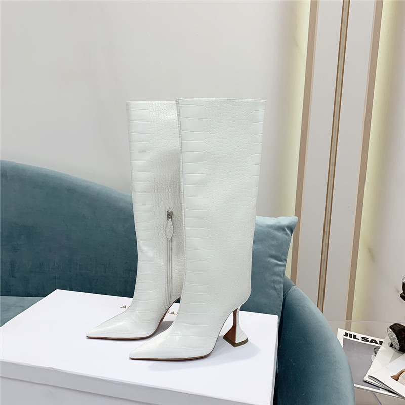 amina muaddi crocodile print boots