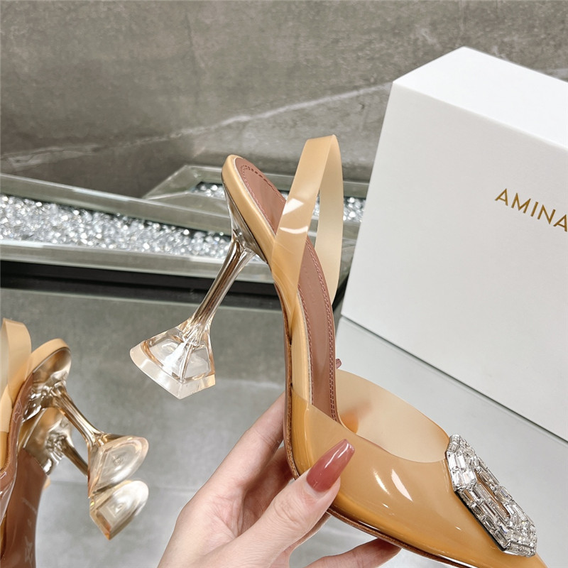 AMINA MUADDI rhinestone buckle heeled sandals