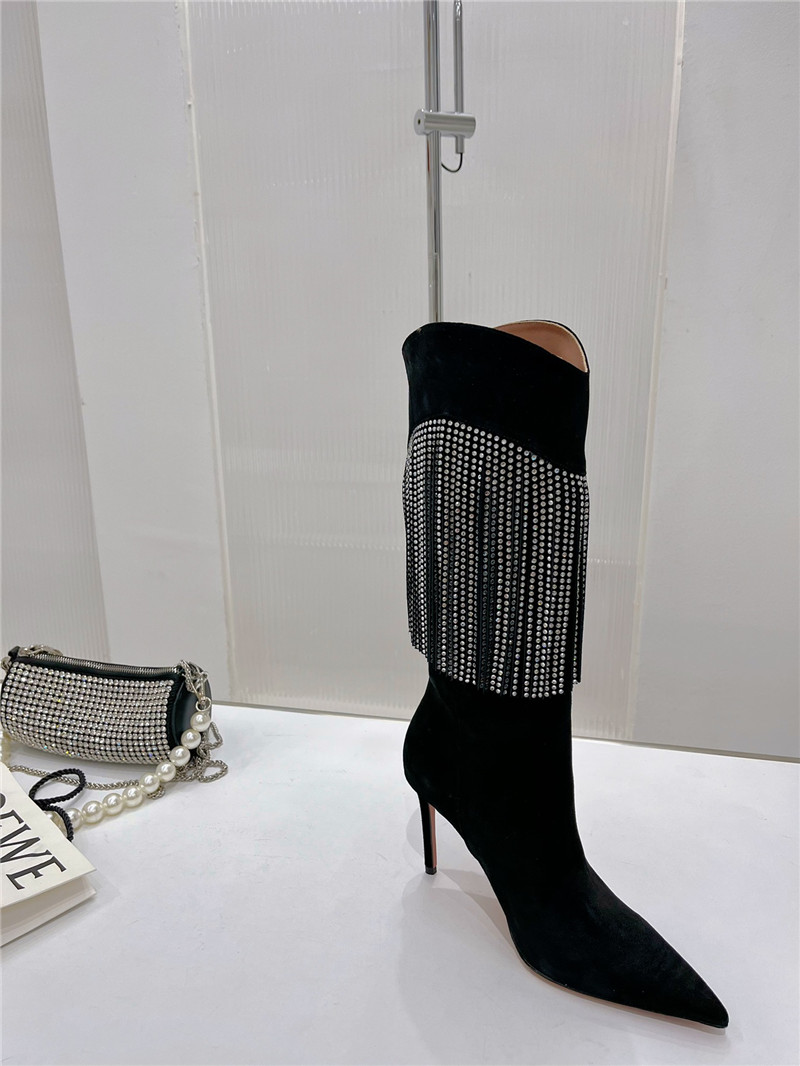 amina muaddi fringed long boots