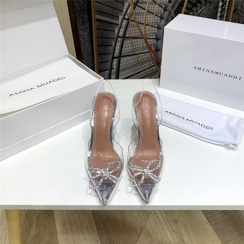 amina muaddi crystal heel pumps