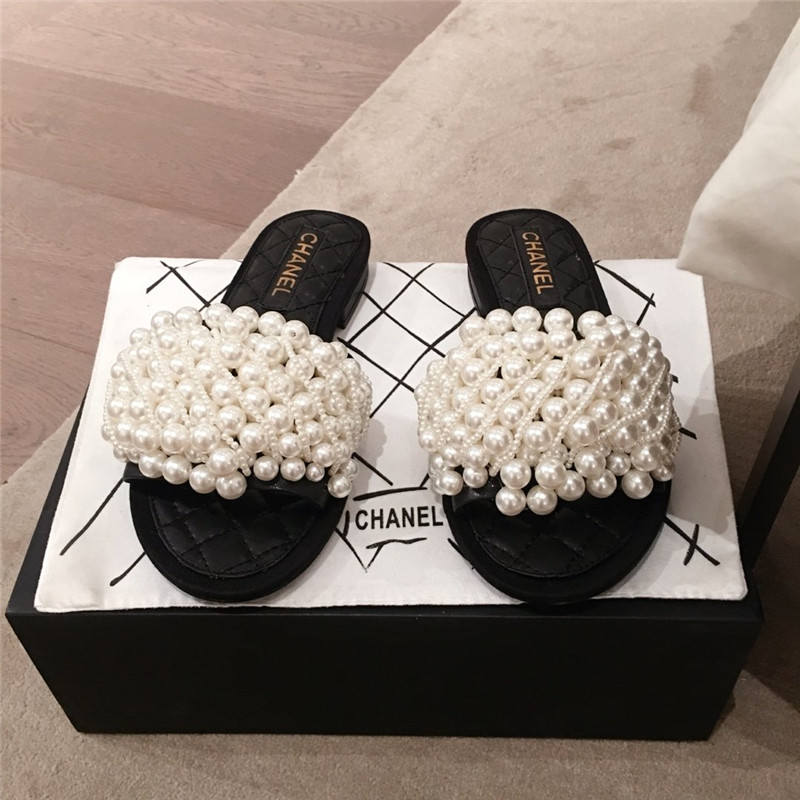 Chanel Dupe Shoes sandals with pearls
