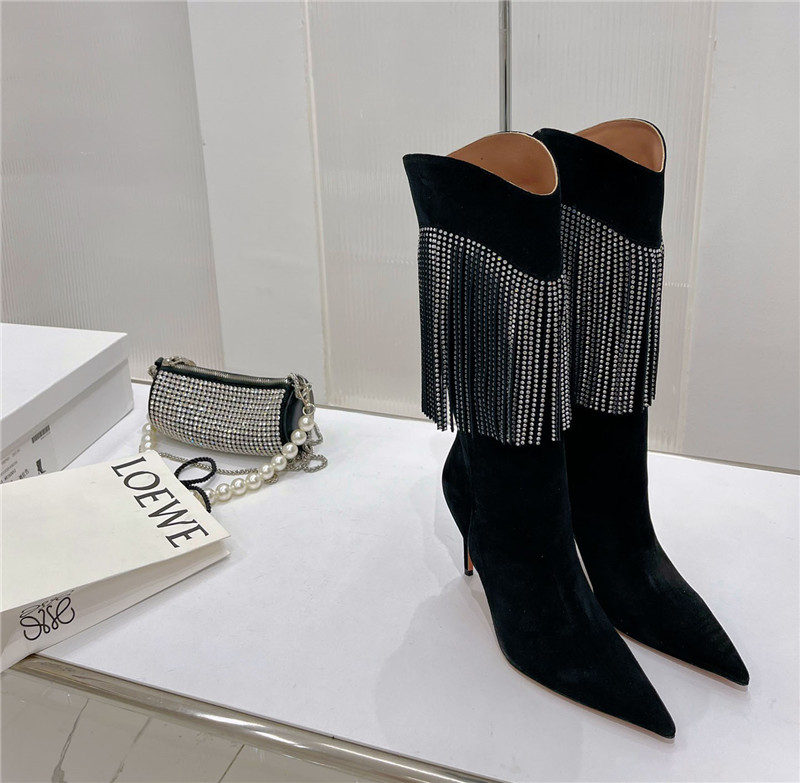 amina muaddi fringed long boots