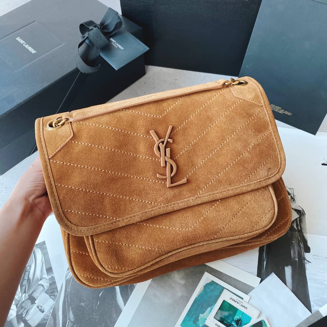 YSL Dupes Bags Niki Medium In Suede Leather Caramel Bag