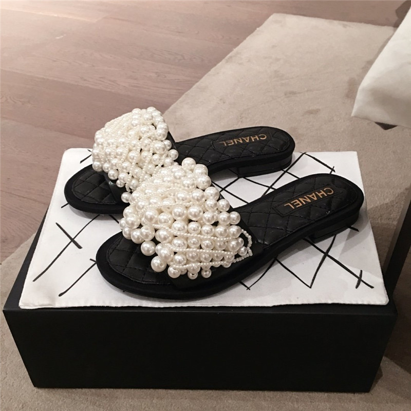 Chanel Dupe Shoes sandals with pearls