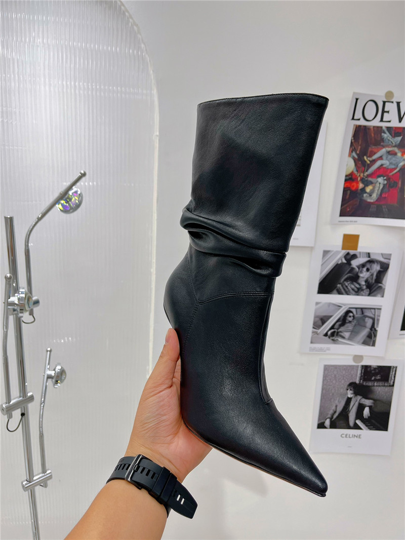 amina muaddi leather ankle boots