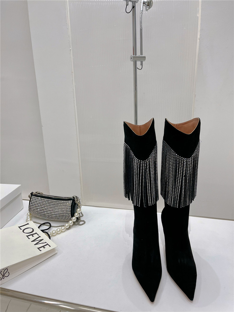 amina muaddi fringed long boots