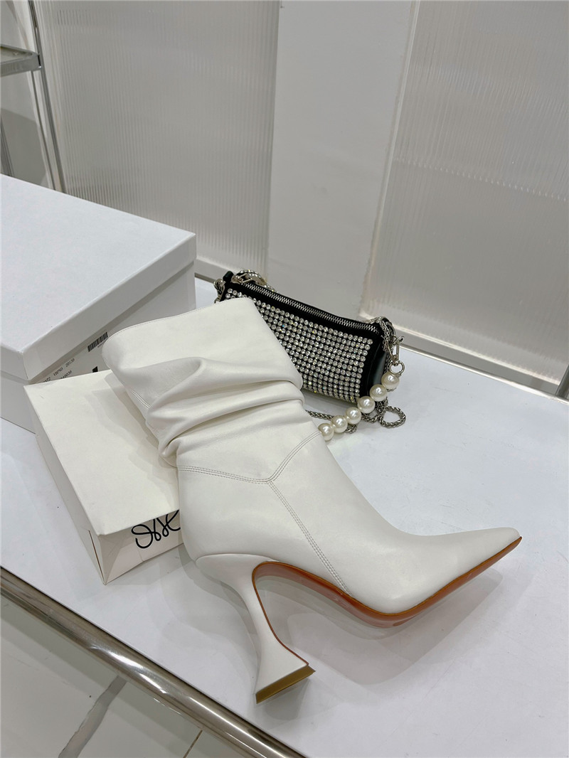 amina muaddi leather ankle boots