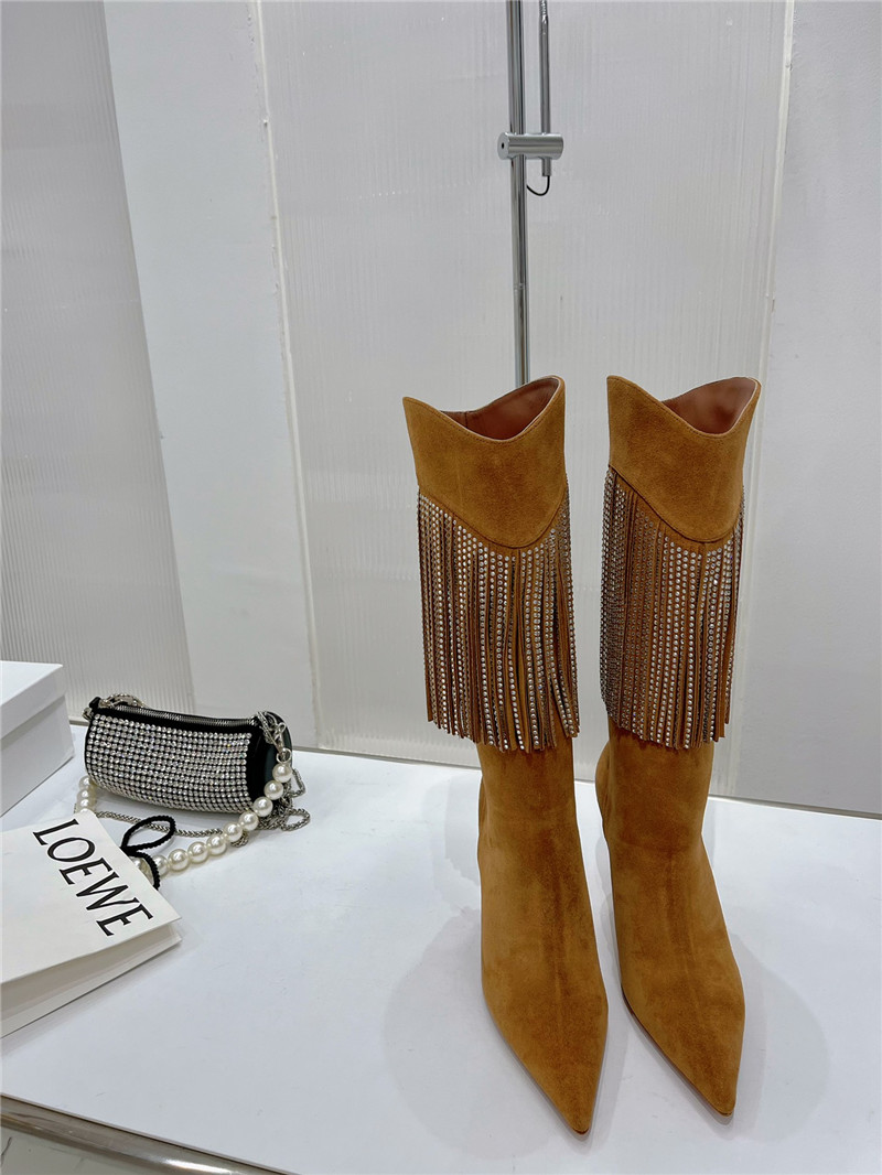 amina muaddi fringed long boots